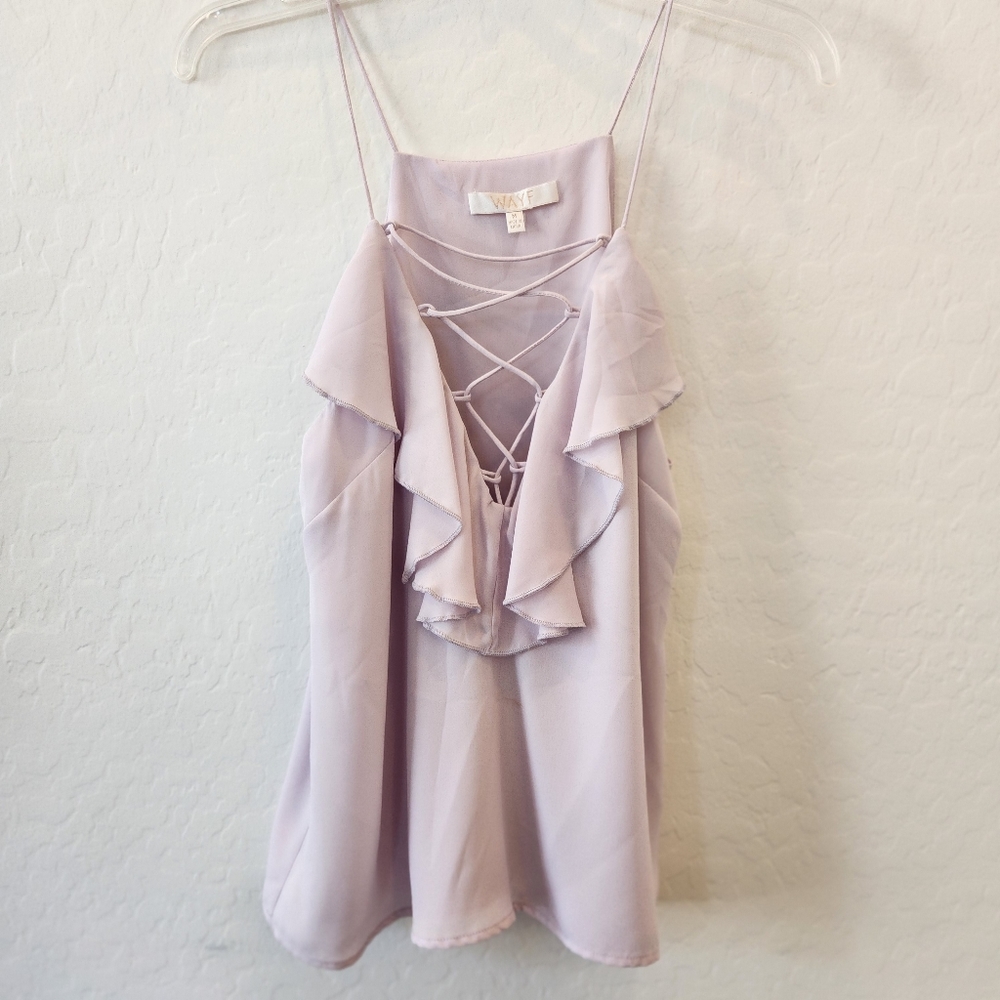 Wayf Lace Up Ruffle Cami